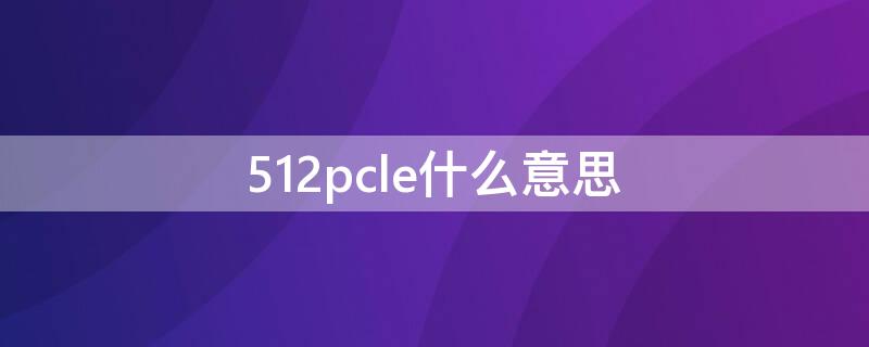 512pcle什么意思 512g pcle是什么意思