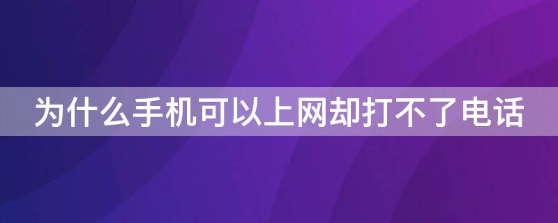 为什么手机可以上网却打不了电话（为啥手机能上网就是打不了电话）