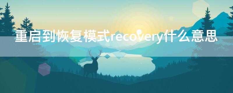 重启到恢复模式recovery什么意思 重启到恢复模式(Recovery