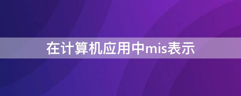 在计算机应用中mis表示（在计算机行业中,MIS是指( ）