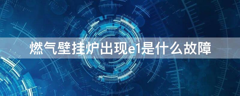 燃气壁挂炉出现e1是什么故障 壁挂炉显示e1什么原因