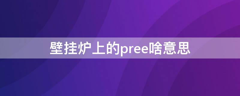 壁挂炉上的pree啥意思 博世壁挂炉pre啥意思