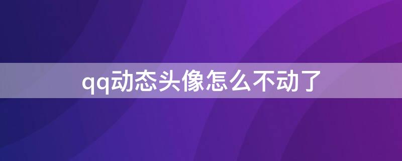 qq动态头像怎么不动了 qq动态头像为什么不动了