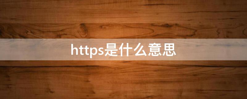 https是什么意思