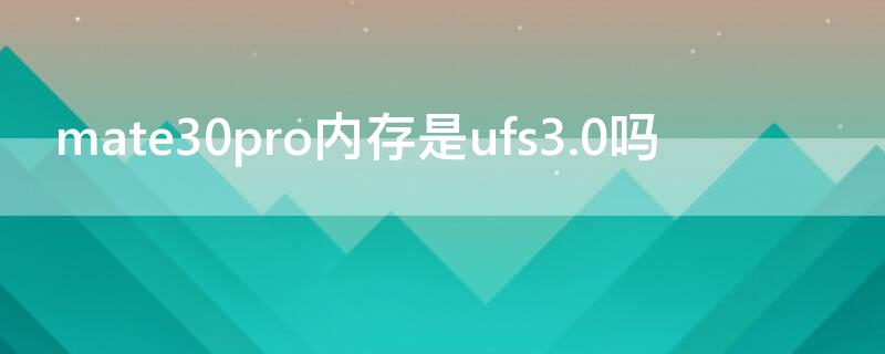 mate30pro内存是ufs3.0吗 mate40pro是ufs3.1吗