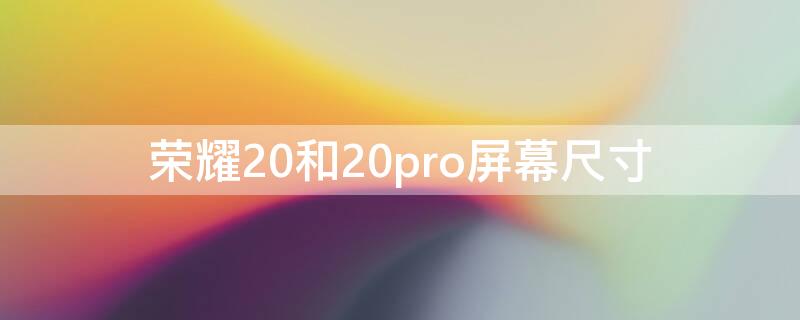 荣耀20和20pro屏幕尺寸 荣耀20和荣耀20pro尺寸对比