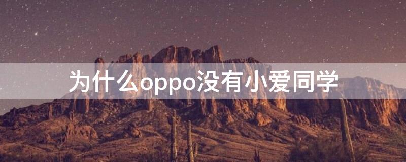 为什么oppo没有小爱同学 oppo有没有像小爱同学那样的