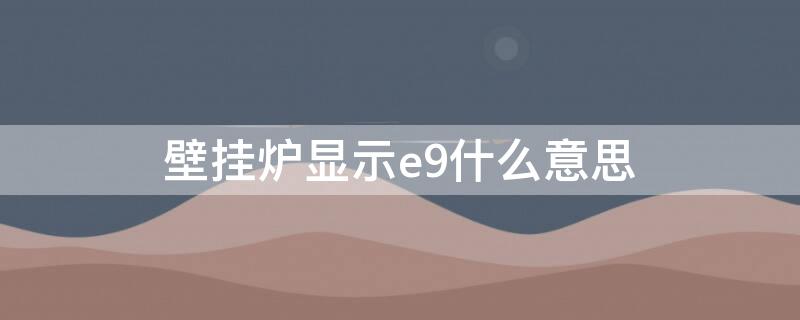 壁挂炉显示e9什么意思 壁挂炉显示e9什么意思?怎样排除