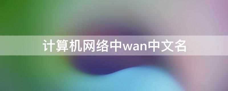 计算机网络中wan中文名 计算机网络中WAN