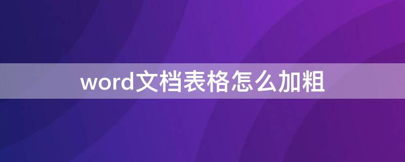 word文档表格怎么加粗 word文档表格如何加粗
