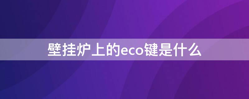 壁挂炉上的eco键是什么 壁挂炉上的eco开着好还是关了好