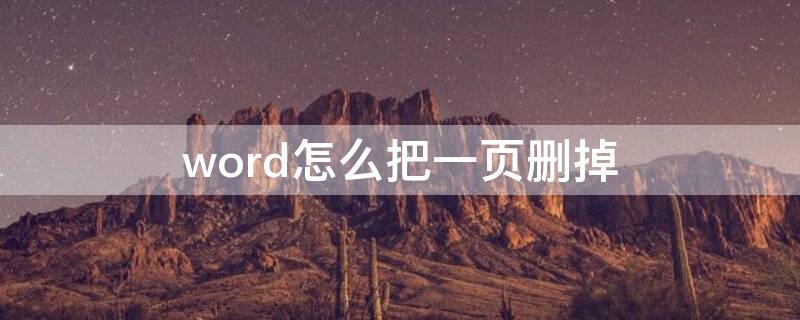 word怎么把一页删掉（Word怎么把一页删除）