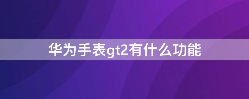 华为手表gt2有什么功能（华为手表gt2的功能介绍）