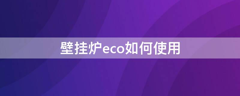 壁挂炉eco如何使用（壁挂炉eco是什么功能）