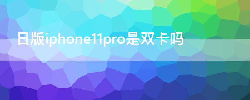 日版iPhone11pro是双卡吗 日版iphone12pro是双卡吗