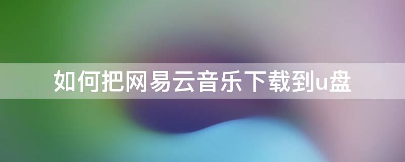 如何把网易云音乐下载到u盘（如何把网易云音乐下载到u盘里苹果电脑）