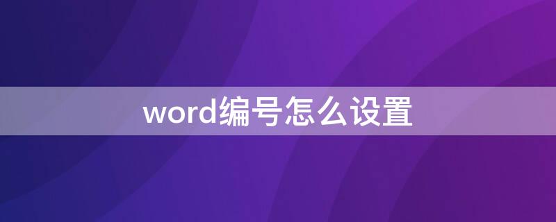 word编号怎么设置 Word编号怎么设置1-1