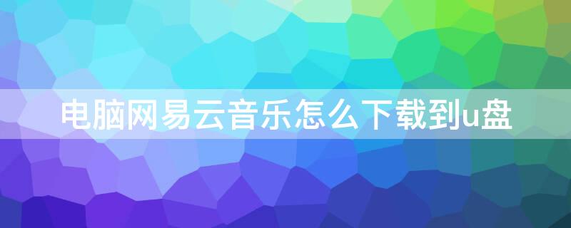 电脑网易云音乐怎么下载到u盘（电脑网易云音乐怎么下载音乐到u盘）