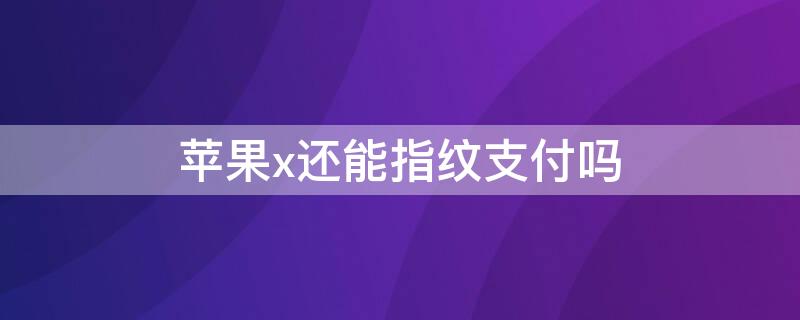 iPhonex还能指纹支付吗 iphonex可以指纹支付吗