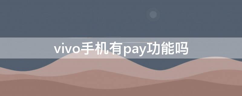 vivo手机有pay功能吗 vivo pay怎么用