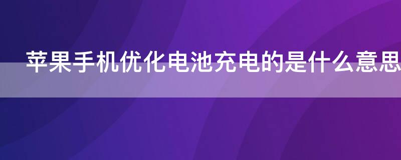 iPhone手机优化电池充电的是什么意思（iPhone的优化电池充电是什么意思）