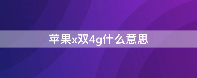 iPhonex双4g什么意思（iphonexr是双4G吗）