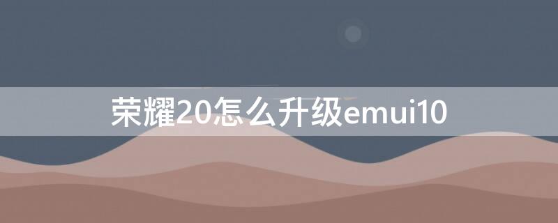 荣耀20怎么升级emui10（荣耀20怎么升级emui11）