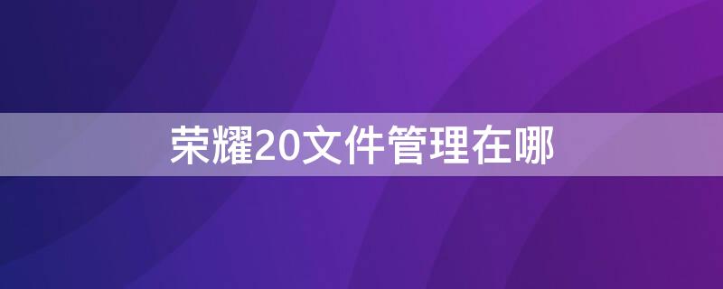 荣耀20文件管理在哪 荣耀20文件管理在哪下载