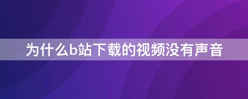 为什么b站下载的视频没有声音（b站上下载的视频没有声音）