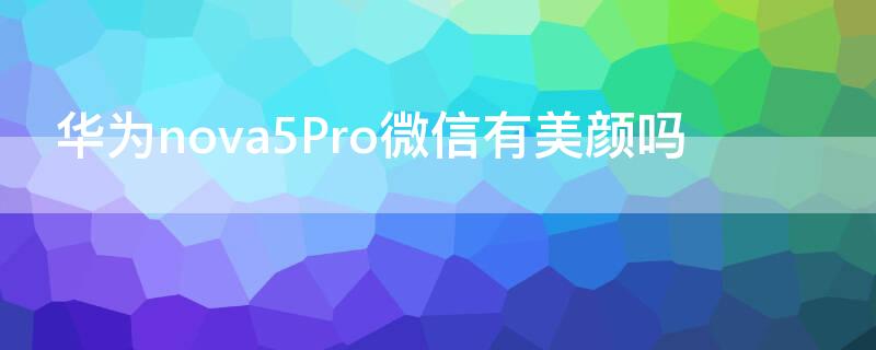 华为nova5Pro微信有美颜吗（华为nova5i有微信美颜功能吗）