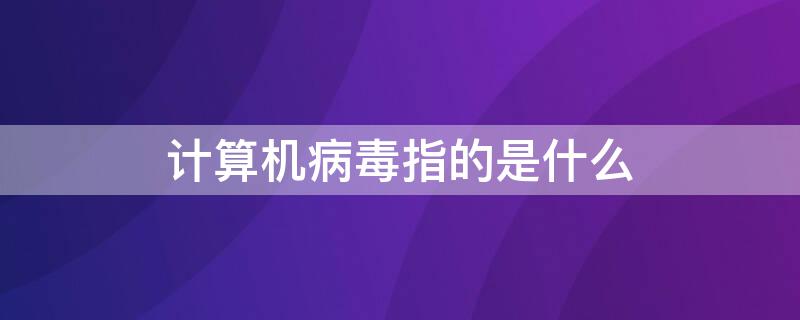 计算机病毒指的是什么（计算机病毒指的是?）