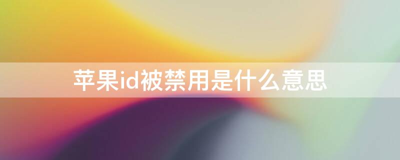 iPhoneid被禁用是什么意思 iphone手机id被禁用是什么意思