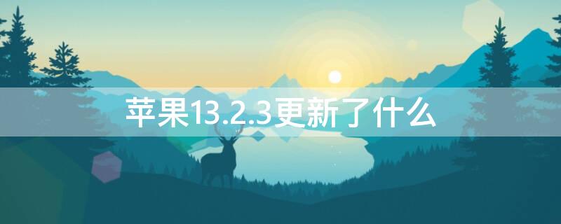 iPhone13.2.3更新了什么 ios13.2.3更新了什么