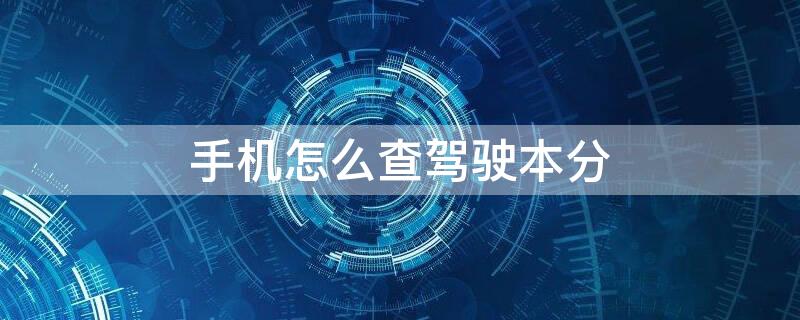 手机怎么查驾驶本分 手机上怎么查驾驶本还有多少分