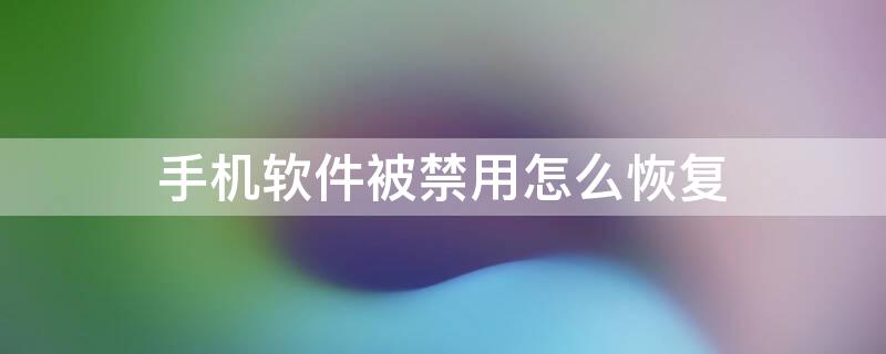 手机软件被禁用怎么恢复（手机下载软件被禁用了怎么办）