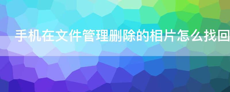 手机在文件管理删除的相片怎么找回（手机在文件管理删除的相片怎么找回啊）