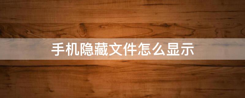 手机隐藏文件怎么显示（手机隐藏文件怎么显示图片）