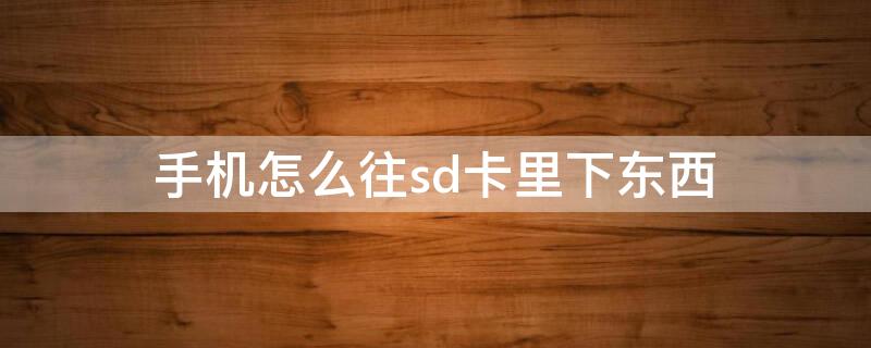 手机怎么往sd卡里下东西（sd卡怎么插到手机里）