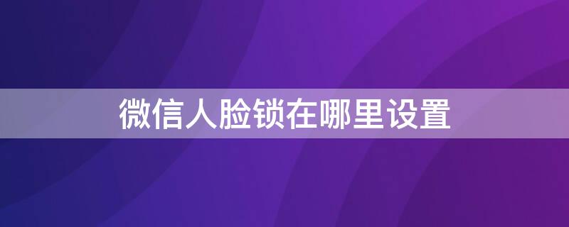 微信人脸锁在哪里设置 微信如何设置脸部识别开锁