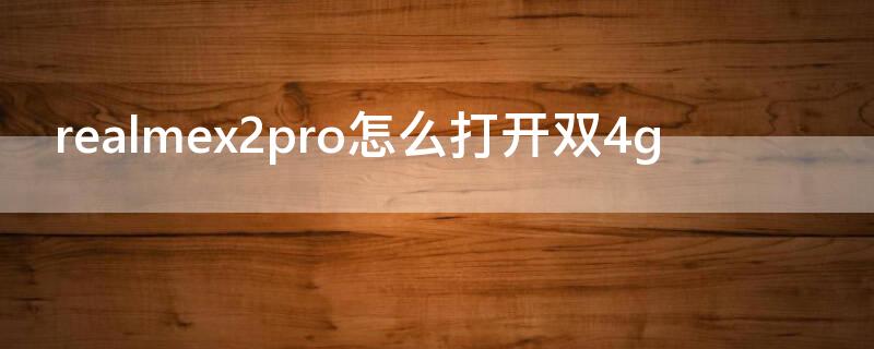 realmex2pro怎么打开双4g realmex 2pro