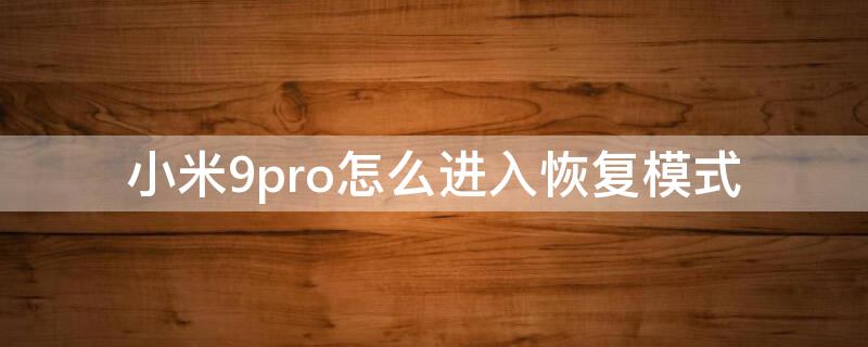 小米9pro怎么进入恢复模式（小米9pro恢复出厂设置）