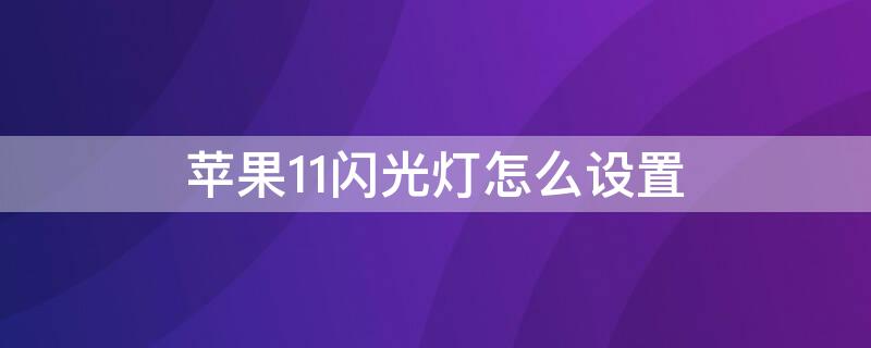 iPhone11闪光灯怎么设置 iphone11如何设置闪光灯