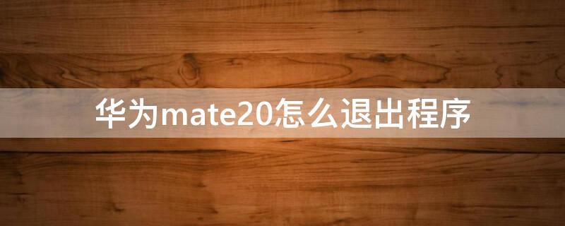 华为mate20怎么退出程序（华为mate20怎么退出应用程序）