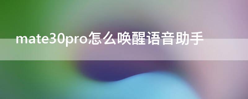 mate30pro怎么唤醒语音助手（华为mate30pro怎么呼唤语音助手）