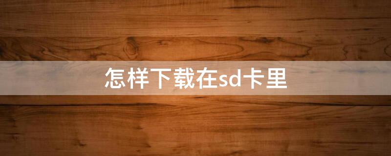 怎样下载在sd卡里（如何下载到sd卡里面）