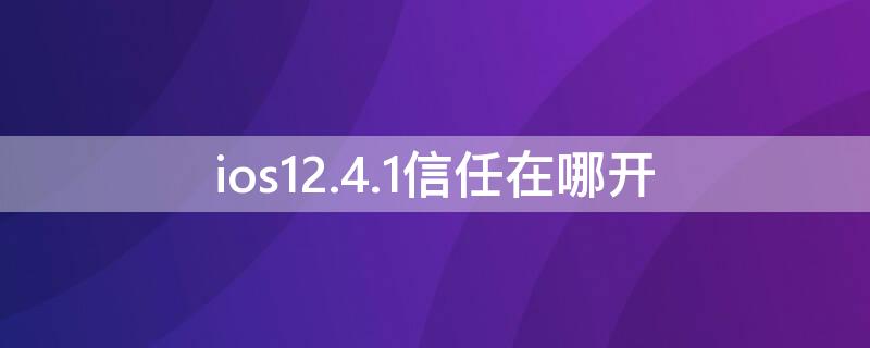 ios12.4.1信任在哪开 ios14.3信任在哪里