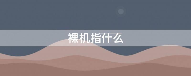 裸机指什么 裸机指什么意思