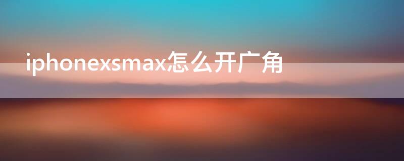 iPhonexsmax怎么开广角（iphonexsmax如何开广角）