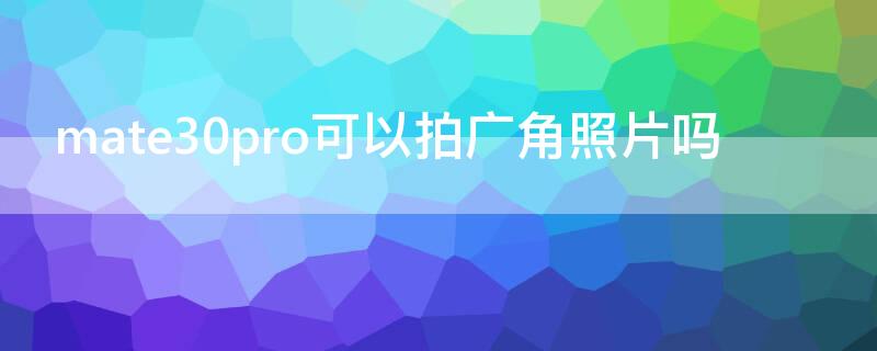 mate30pro可以拍广角照片吗（mate30pro拍照像素）