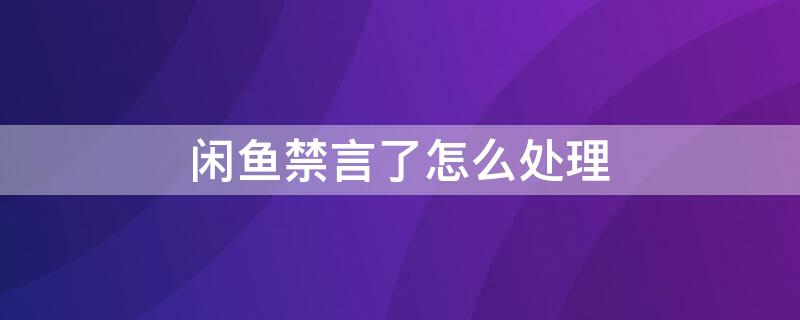 闲鱼禁言了怎么处理 闲鱼被禁言了怎么解除禁言